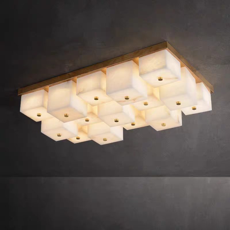 Geometric Alabaster LED Ceiling Light - Titanium Brass, 75W