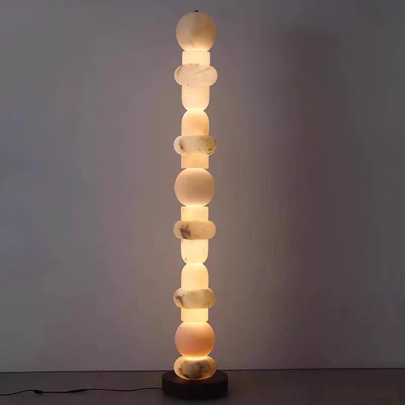 Modern Sculptural Alabaster Totem Floor Lamp - 63"