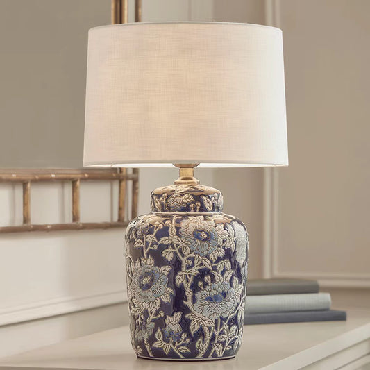 The Midnight Flora Ceramic Table Lamp